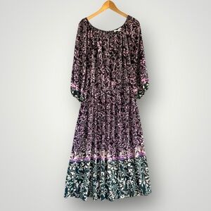 London Times Purple and Green Maxi Dress